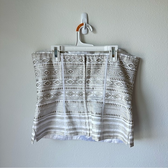 White House Black Market // Embroidered Corset Cream Gold Size 8 - Picture 2 of 12